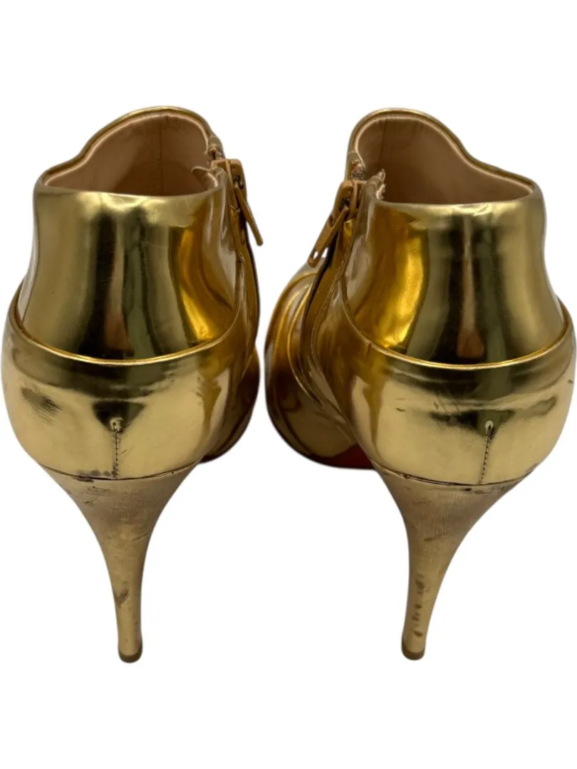 Christian Louboutin Gold Patent Leather Robot 120 Ankle Boots Size 39 Adidas Golf Shoes On Clearance