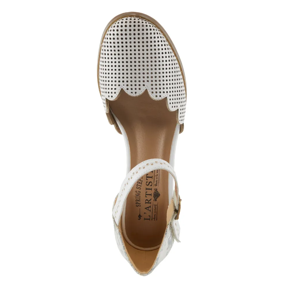 L'Artiste By Spring Step Parchelle White Multi Leather Heel (Women's) Macys Dress Shoes Low Heel