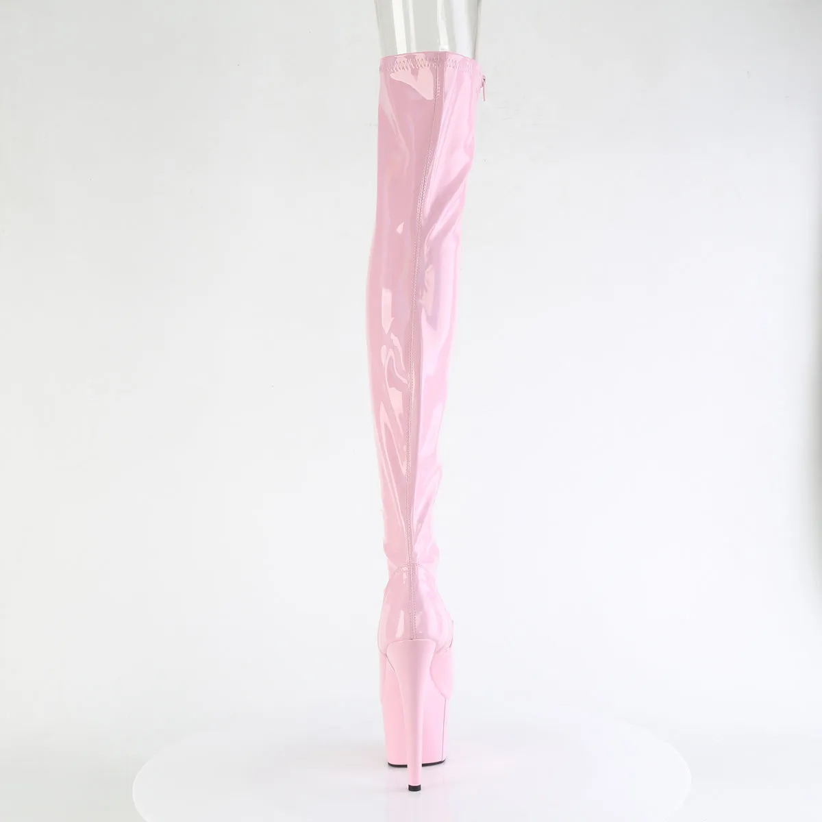 Work Boots American Made 7 Inch Heel ADORE-3011HWR Baby Pink Stretch Holo