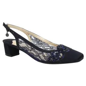 Men Dress Shoes J. Renee Faleece Heel Navy Lace (Women's)
