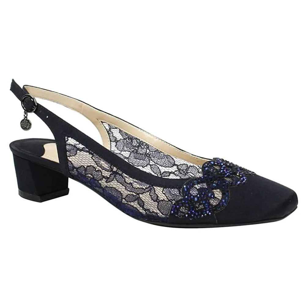 Casual Dress Tennis Shoes J. Renee Faleece Heel Navy Lace (Women's)