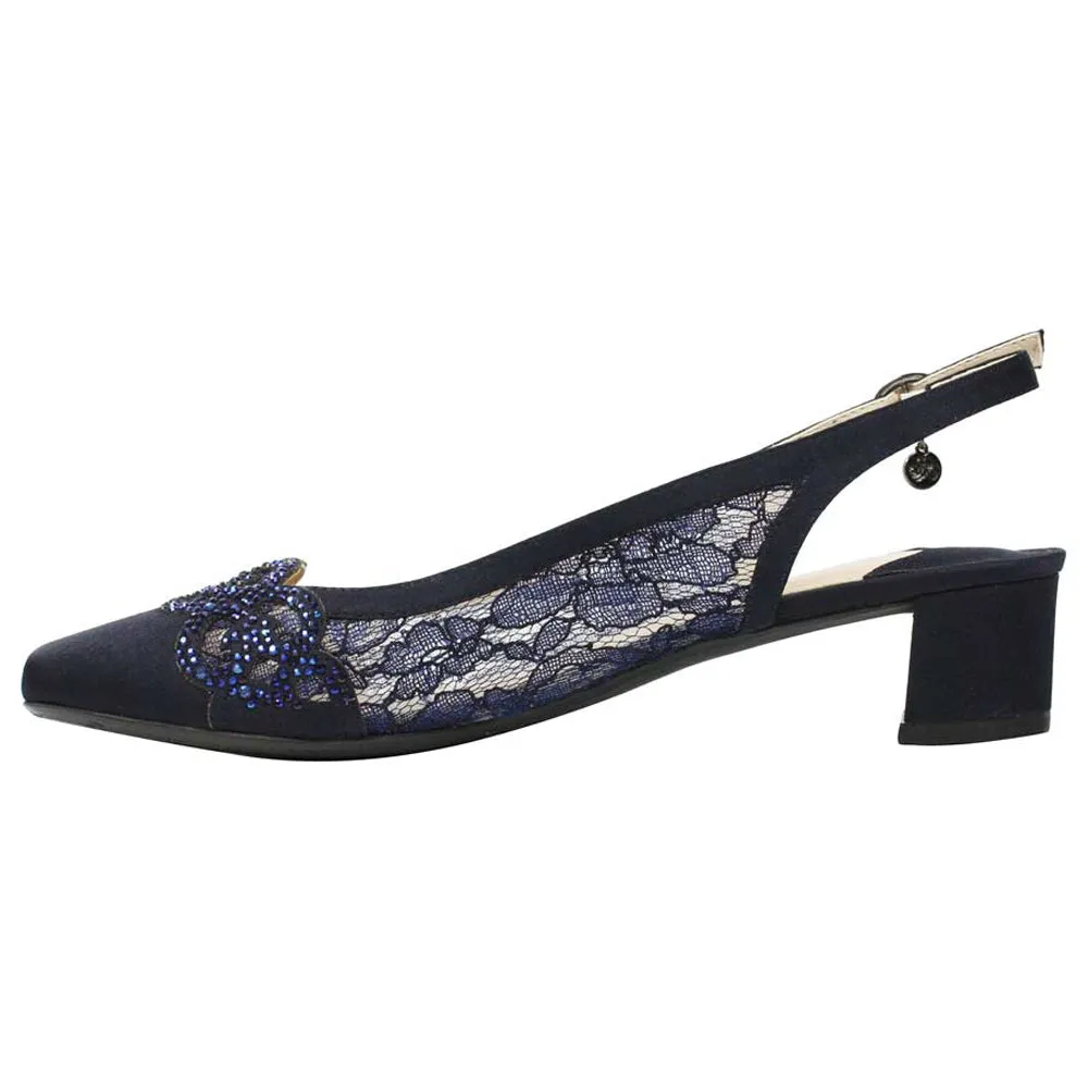 Shoes With Gold Dress J. Renee Faleece Heel Navy Lace (Women's)