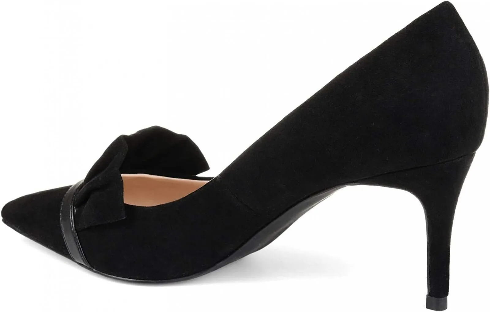 High Arch Support For Heels Journee Collection Mica Faux Suede Pointed Toe Ruffle Skinny Heels Black 6M