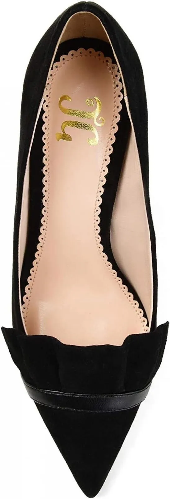 Heels For Work Journee Collection Mica Faux Suede Pointed Toe Ruffle Skinny Heels Black 6M