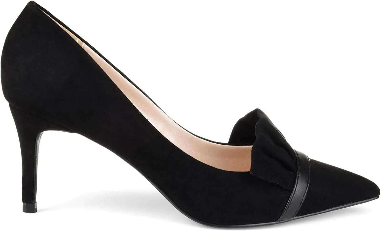 Journee Collection Mica Faux Suede Pointed Toe Ruffle Skinny Heels Black 6M Daisy Duck High Heels