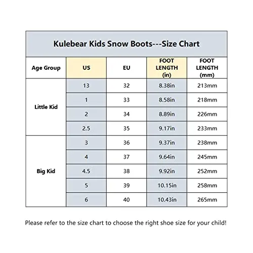 kulebear Boys Girls Winter Snow Boots Warm Outdoor Hiking Shoes Waterproof Anti-slip Boots Navy 2.5 Little Kid Adidas Teddy Bear Shoes