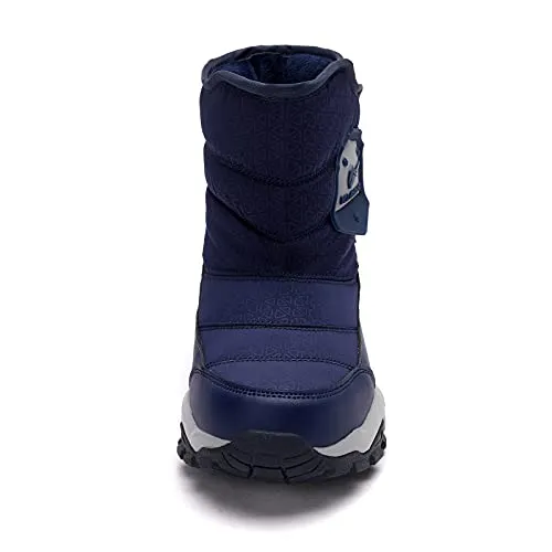 kulebear Boys Girls Winter Snow Boots Warm Outdoor Hiking Shoes Waterproof Anti-slip Boots Navy 2.5 Little Kid Most Durable Adidas Shoes