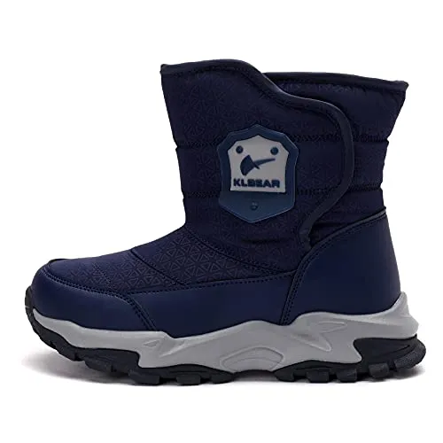kulebear Boys Girls Winter Snow Boots Warm Outdoor Hiking Shoes Waterproof Anti-slip Boots Navy 2.5 Little Kid Best Adidas Pickleball Shoes
