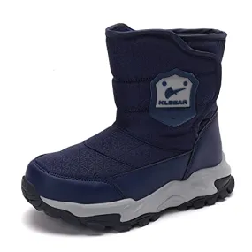 kulebear Boys Girls Winter Snow Boots Warm Outdoor Hiking Shoes Waterproof Anti-slip Boots Navy 2.5 Little Kid Best Adidas Shoes For Back Pain