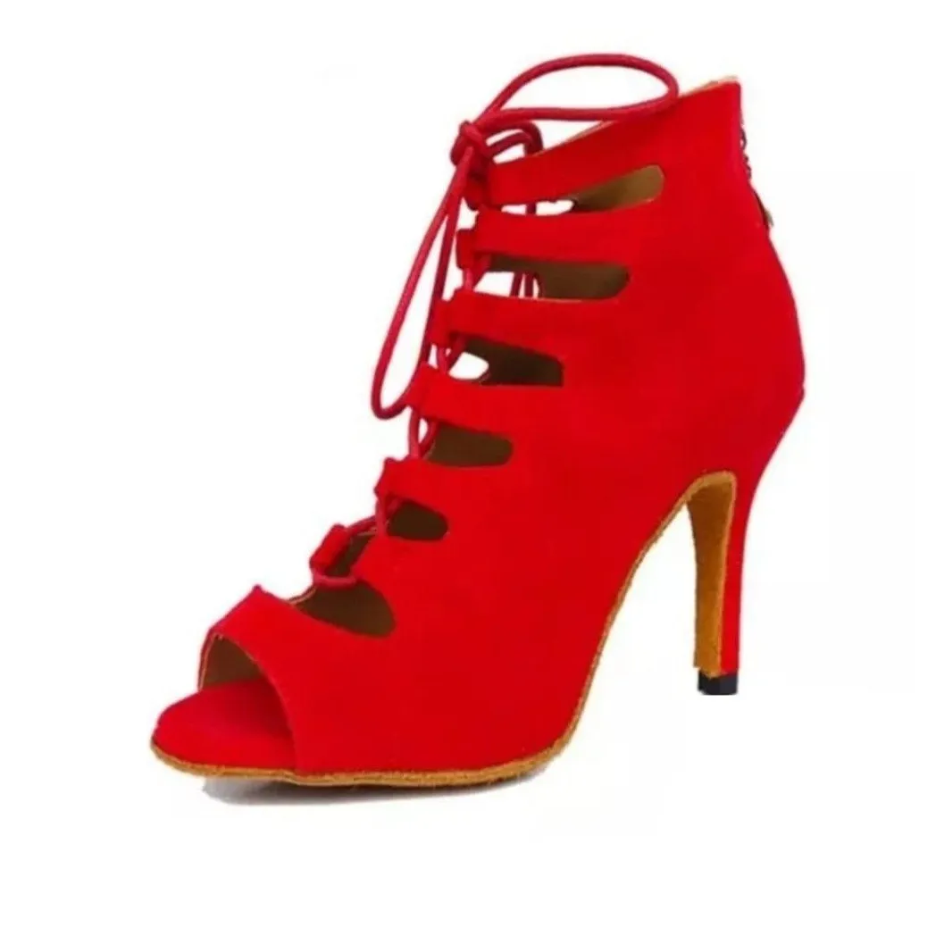 Ladies Mid-High-Heel Soft-Soled Comfortable Dancing Red Shoes Gator Dress Shoes