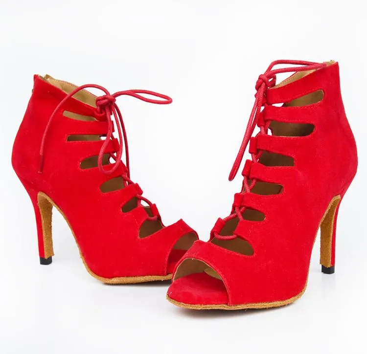Baby Dress Shoes Ladies Mid-High-Heel Soft-Soled Comfortable Dancing Red Shoes