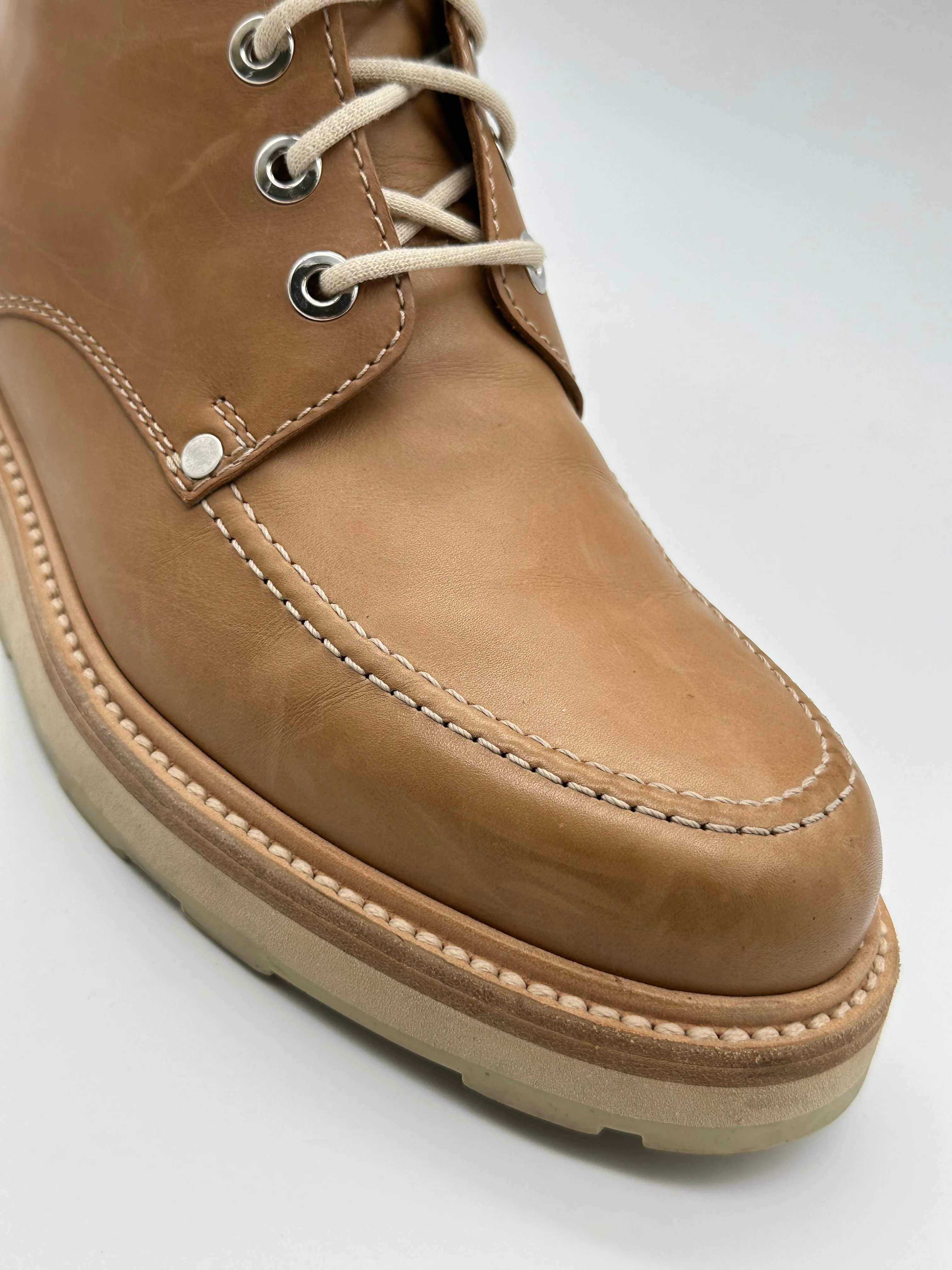 Square Toe Ankle Low Heel Leather Lace Up Boots