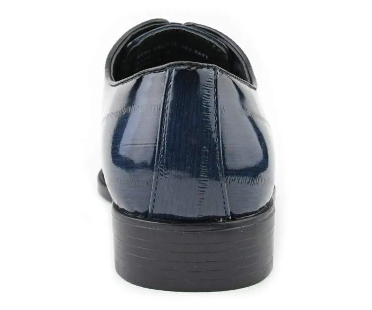 Men Dress Shoes-Brayden Navy Leopard Dress Shoes