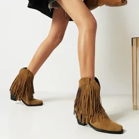 Small Calf Boots Sylis | Cowboy ankle boots with fringed tassel