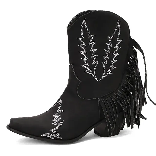 Sylis | Cowboy ankle boots with fringed tassel Cebu Boots
