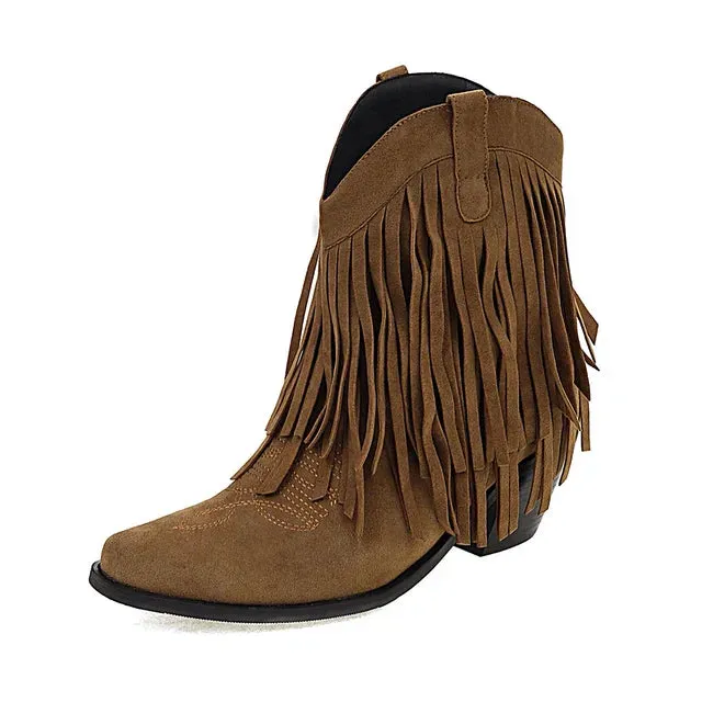 Sylis | Cowboy ankle boots with fringed tassel Go Go Boots