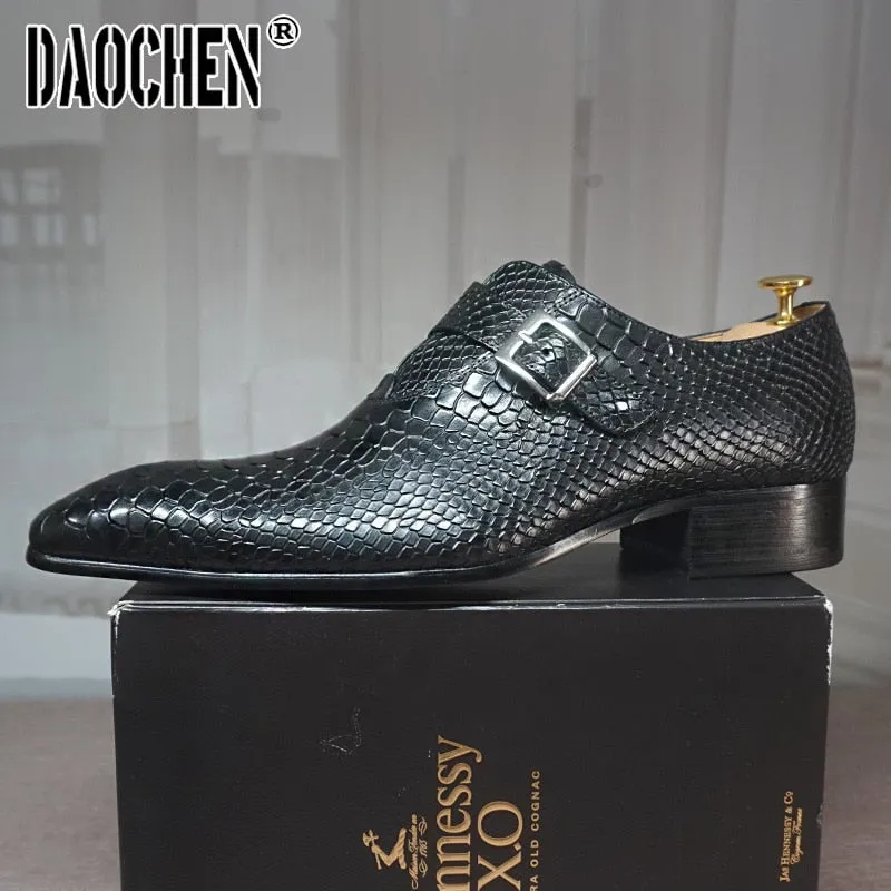 Haruta Loafers Japan Luxury Men's Loafers Dress Shoes Snake Prints Formal Men Casual Shoes Black Brown Monk Loafers Office Wedding Leather Shoes Men