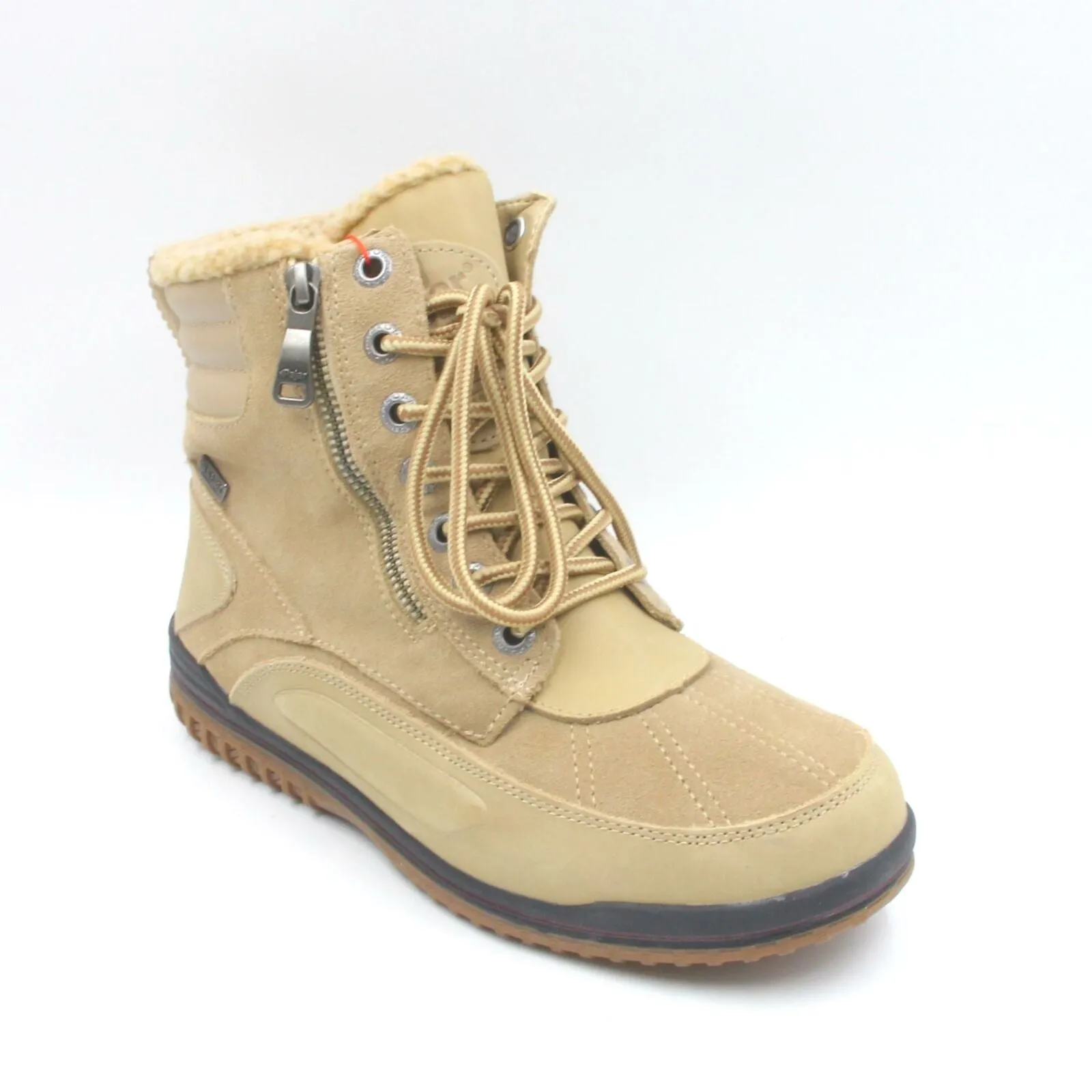 Brand new Pajar Women's Jeana Winter Boots Beige Lace Up Faux Fur Lined Zipper Flat Heel 8-8.5! -30C Rated! Retail $218  Ladies Dress Snow Boots