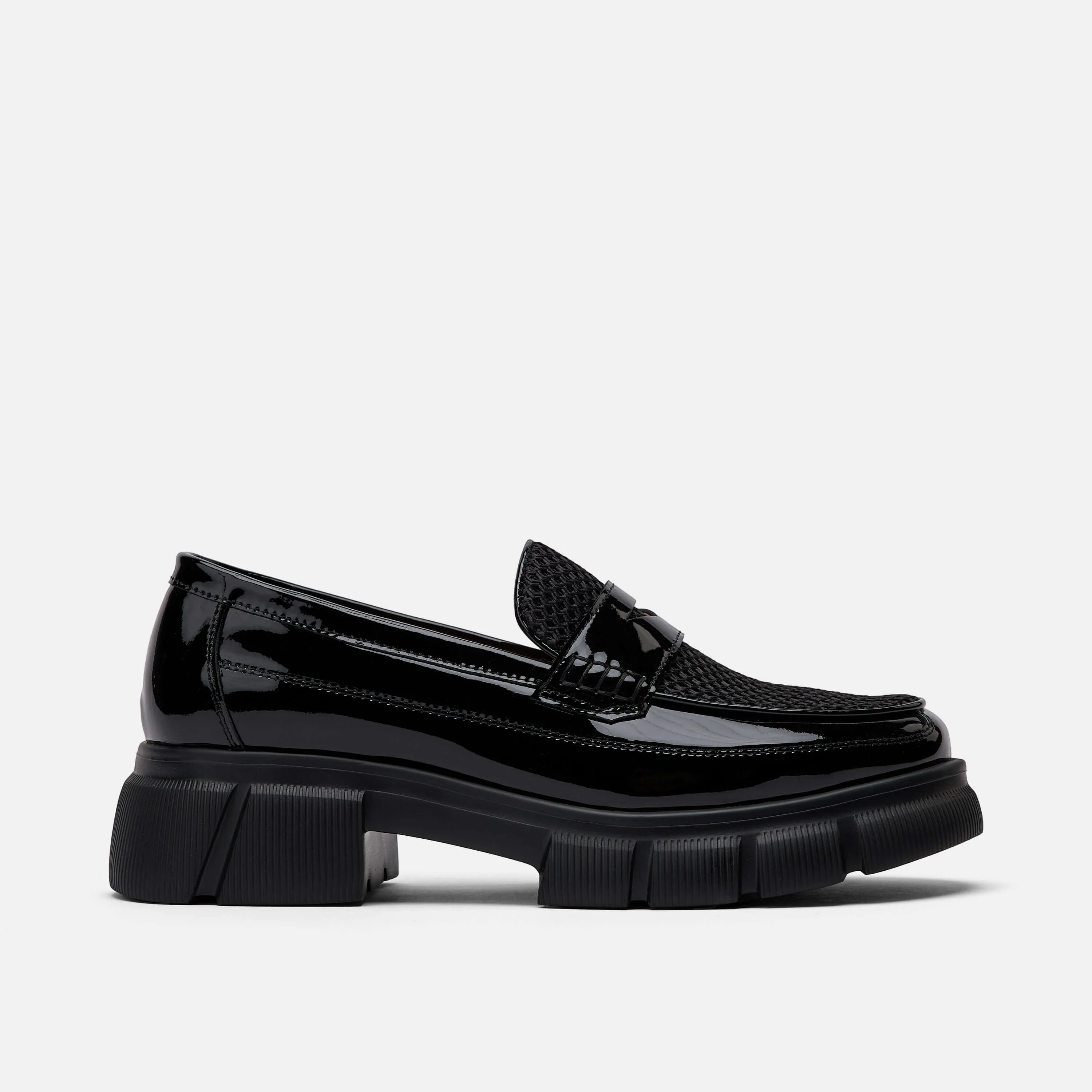 Ms. Calum Black Patent Leather Penny Loafers Teal Loafers