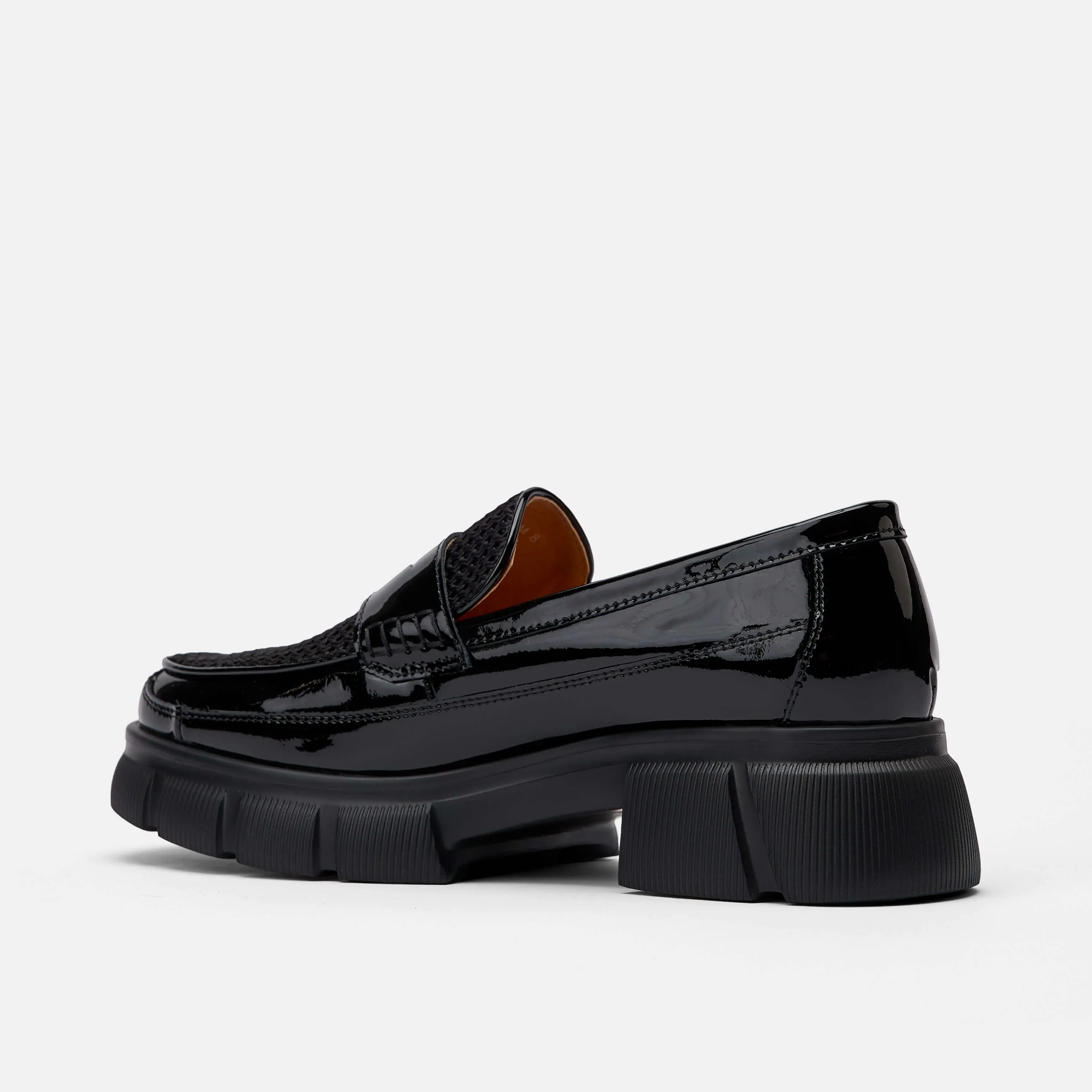 Ms. Calum Black Patent Leather Penny Loafers Rossini Loafers