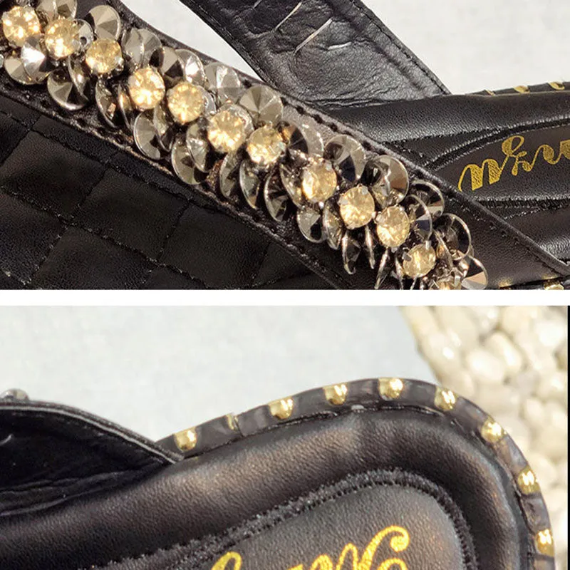 Asics Gel Foundation Shoes Women's Summer Slippers Large Women's Shoes Summer Water Drill Flat Bottom Wear Cool Slippers Fashion Soft Bottom Beach Shoes He