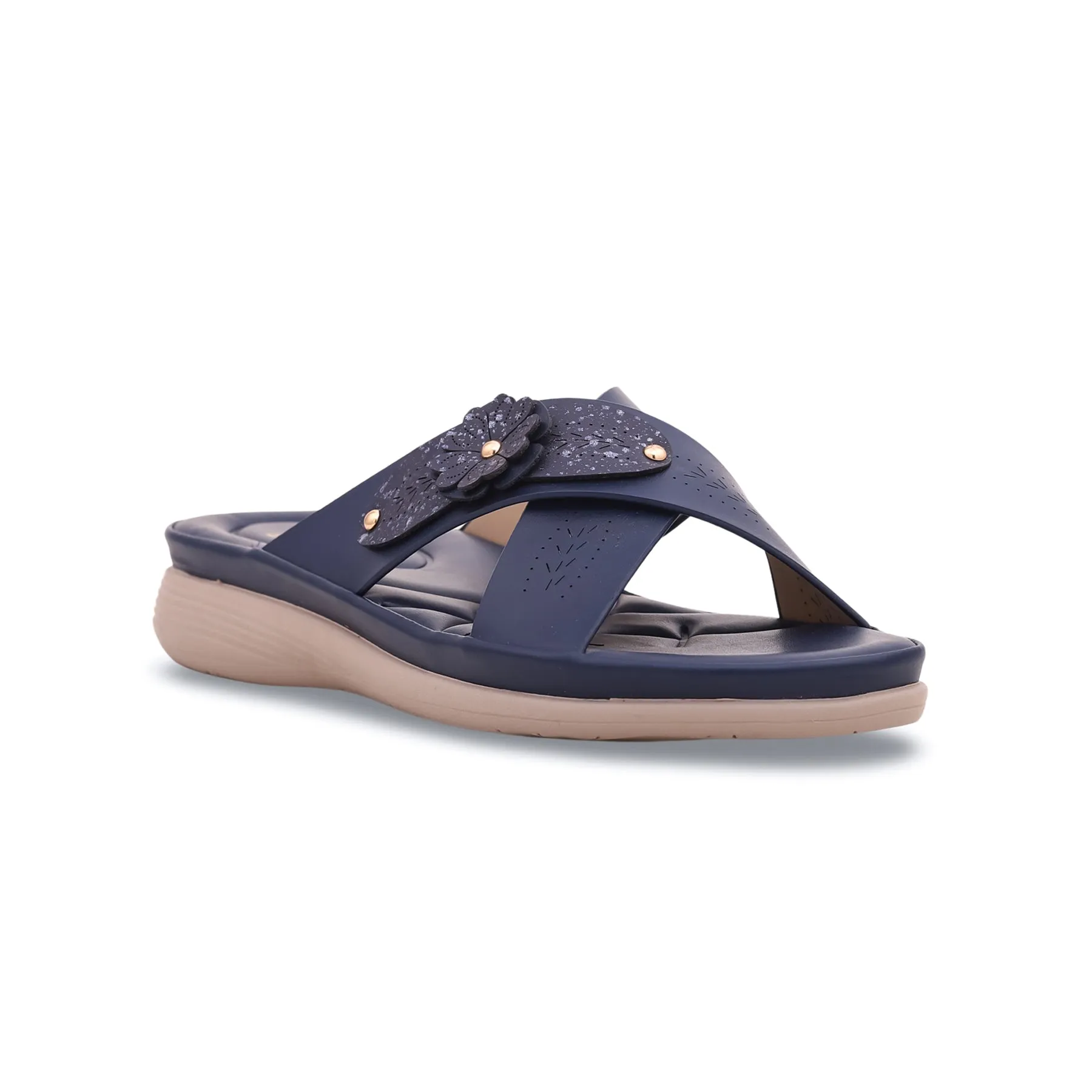 Slippers With Grass Navy Formal Slipper PU0104