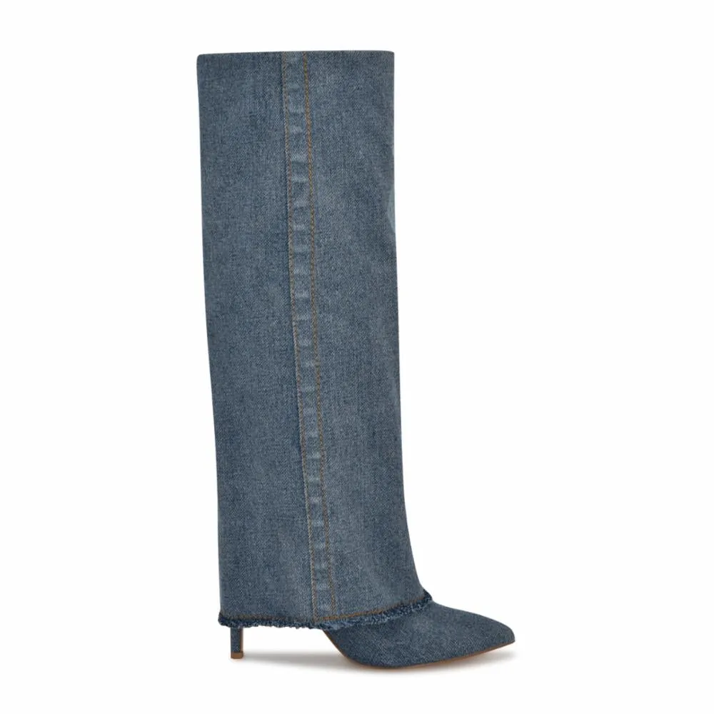 Nine West Women's Rhoree7 Blue M Vintage Knee High Boots