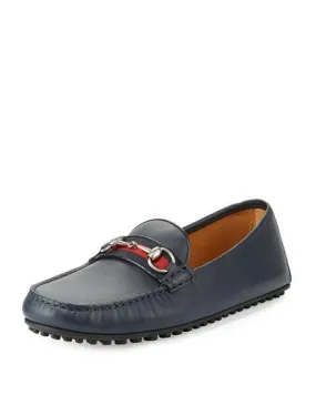 Leather Horsebit Driver Navy Blue Leather Asics Tiger Onitsuka Shoes