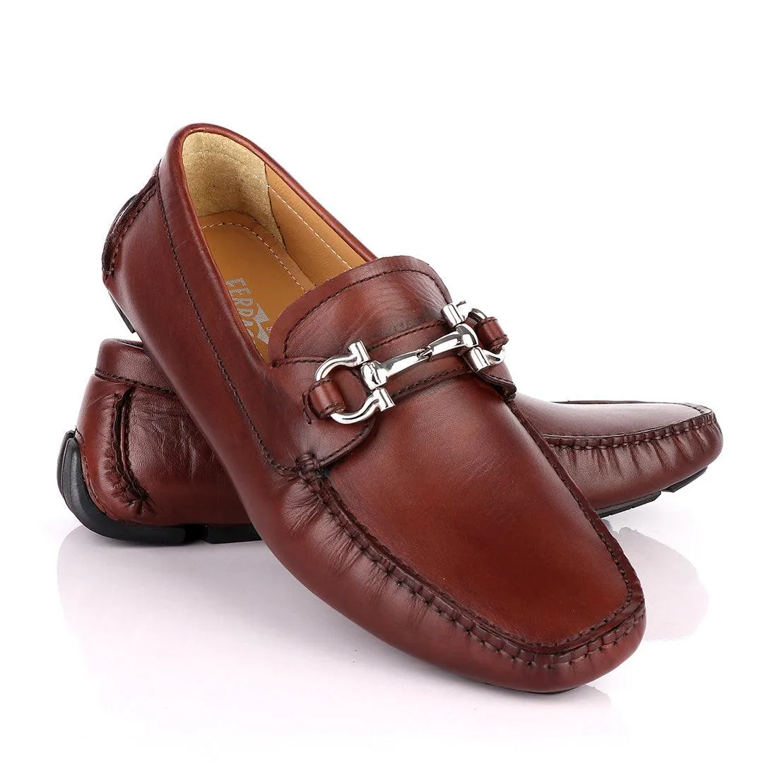 Salvatore Ferragamo Men's Gancini Brown Driver Purchase Asics Shoes