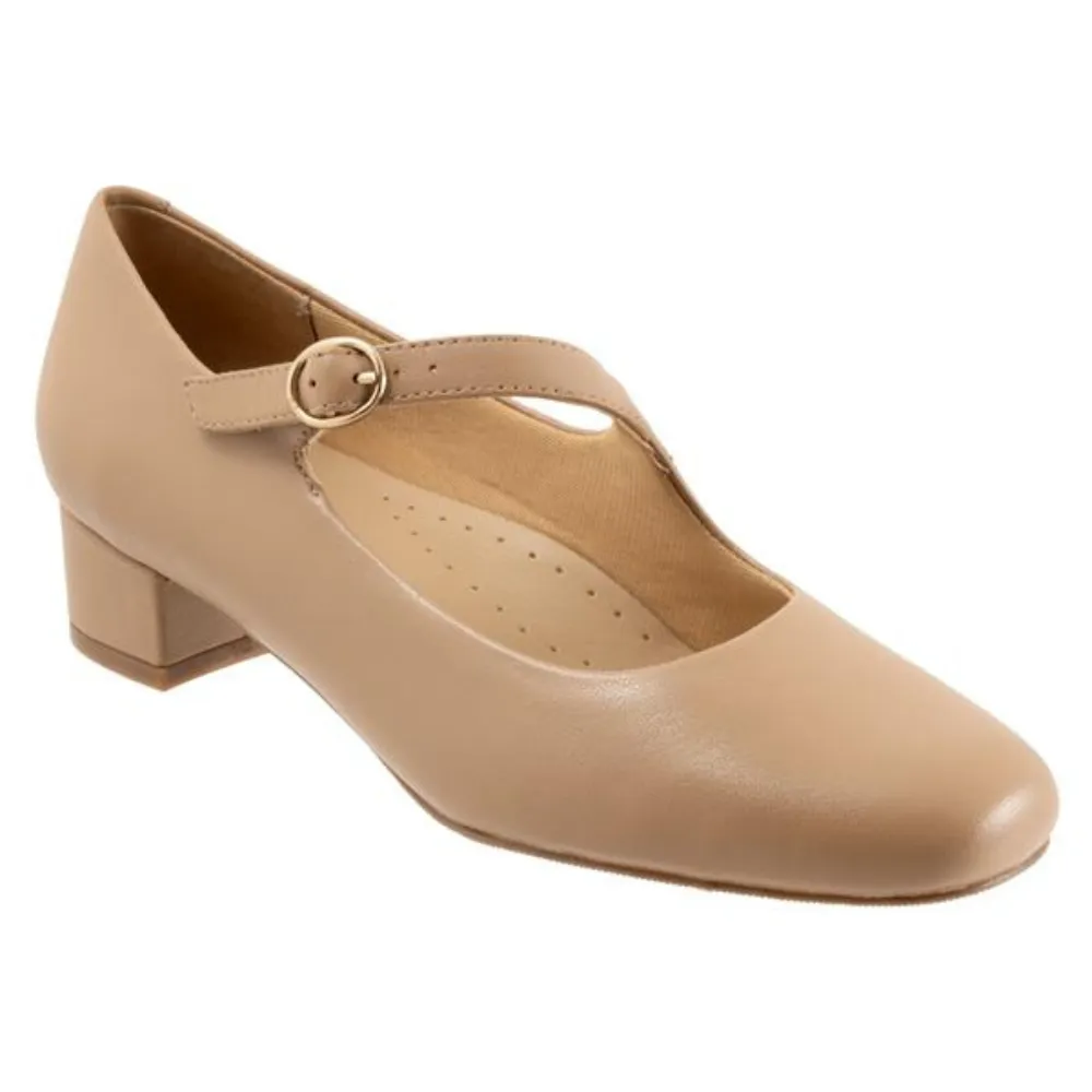 Trotters Desna Beige Kid Leather Heel (Women's) Dress Shoes Bunions