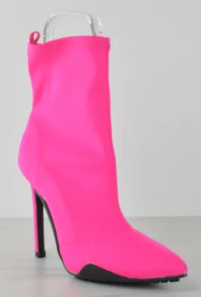 Cloudstepper Boots Shyy 01 Women's Elastic Slip On Mid Stiletto Heels