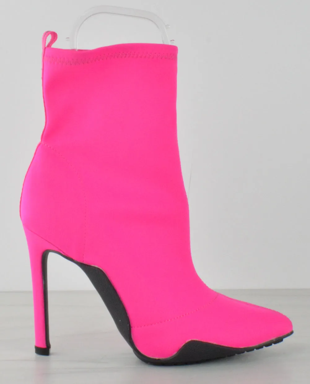 Shyy 01 Women's Elastic Slip On Mid Stiletto Heels Boots Small Heel