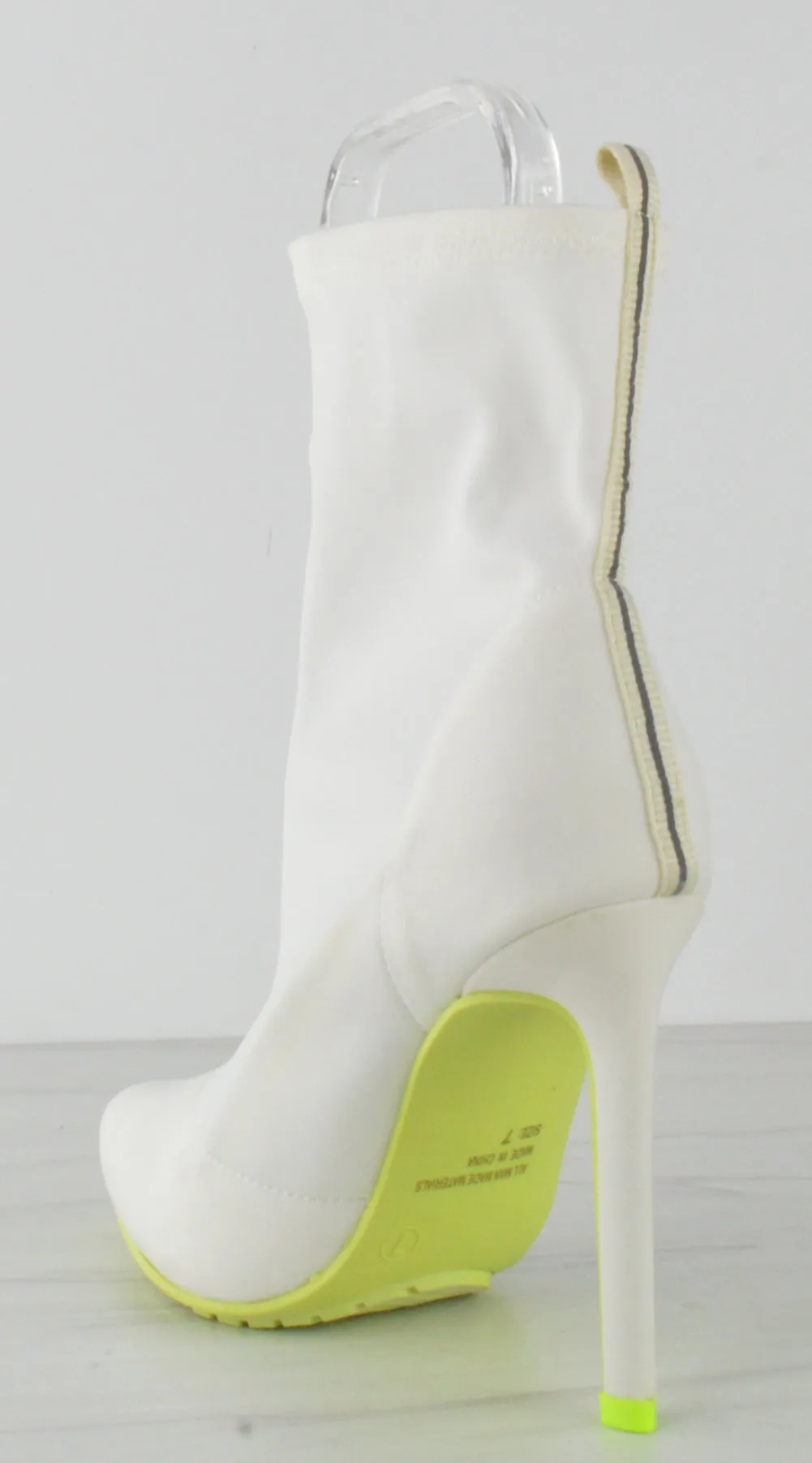 Shyy 01 Women's Elastic Slip On Mid Stiletto Heels Jika Tabi Boots