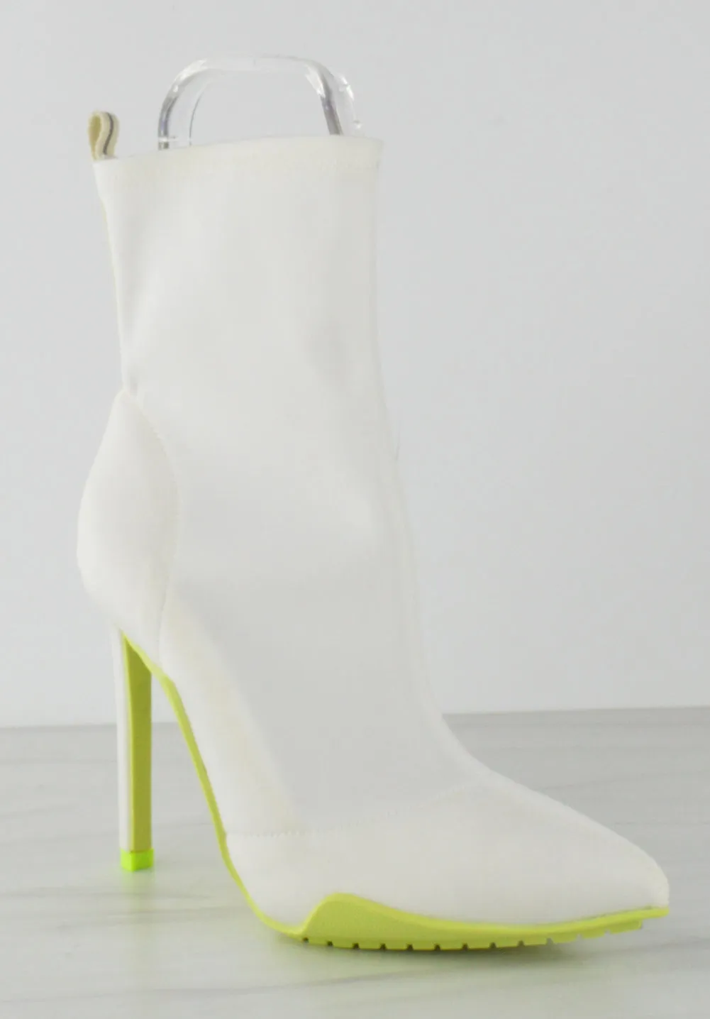 Shyy 01 Women's Elastic Slip On Mid Stiletto Heels Tac Boots