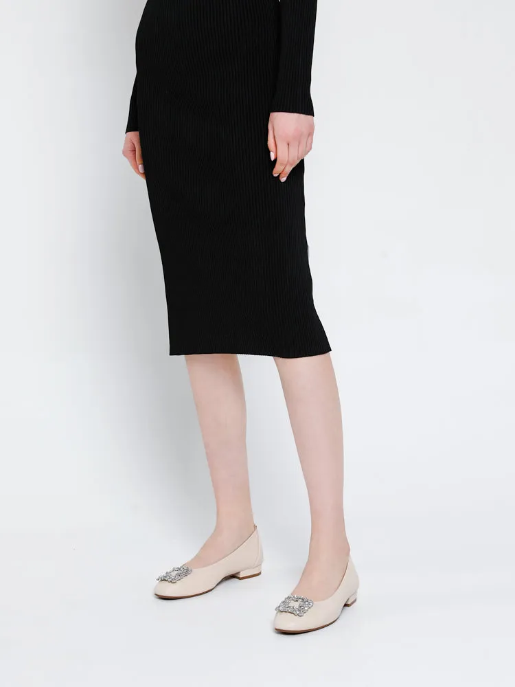 Oriole Embellished Buckle Ballet Flats Pony Hair Flat Shoes