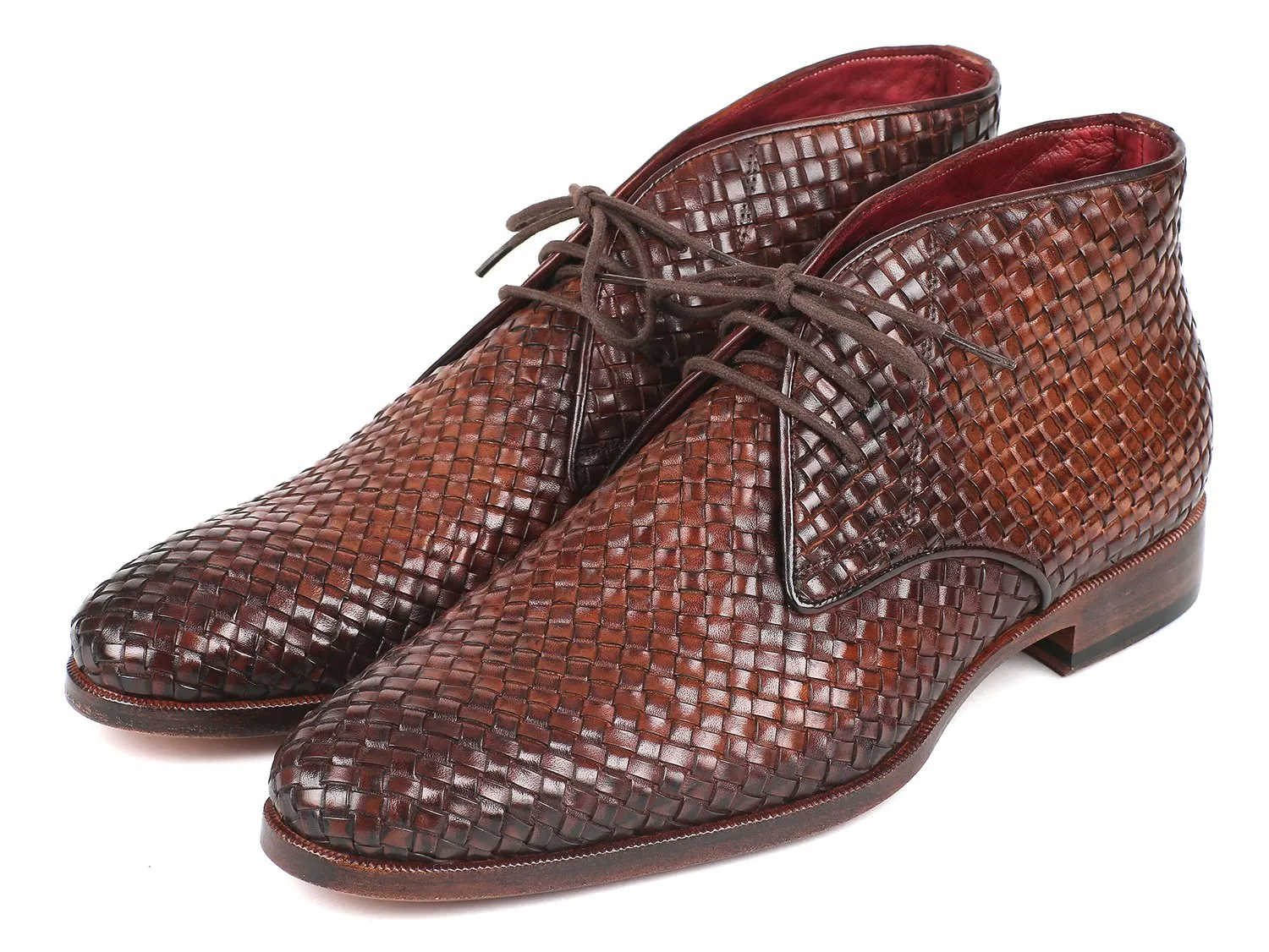 Campus Boots Dupe Paul Parkman Brown Woven Leather Chukka Boots - CK82WVN