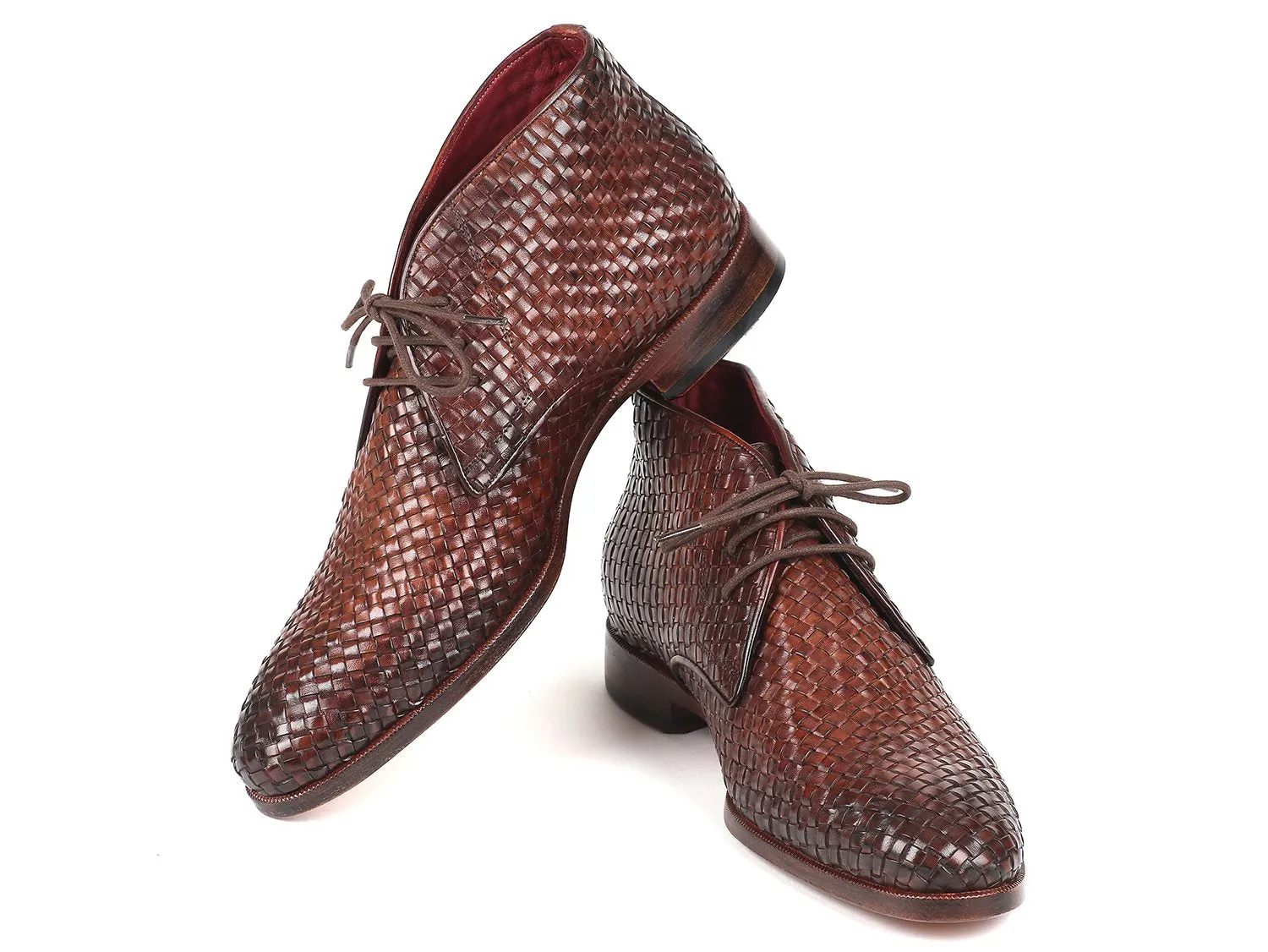 Paul Parkman Brown Woven Leather Chukka Boots - CK82WVN Ice Tracks For Boots