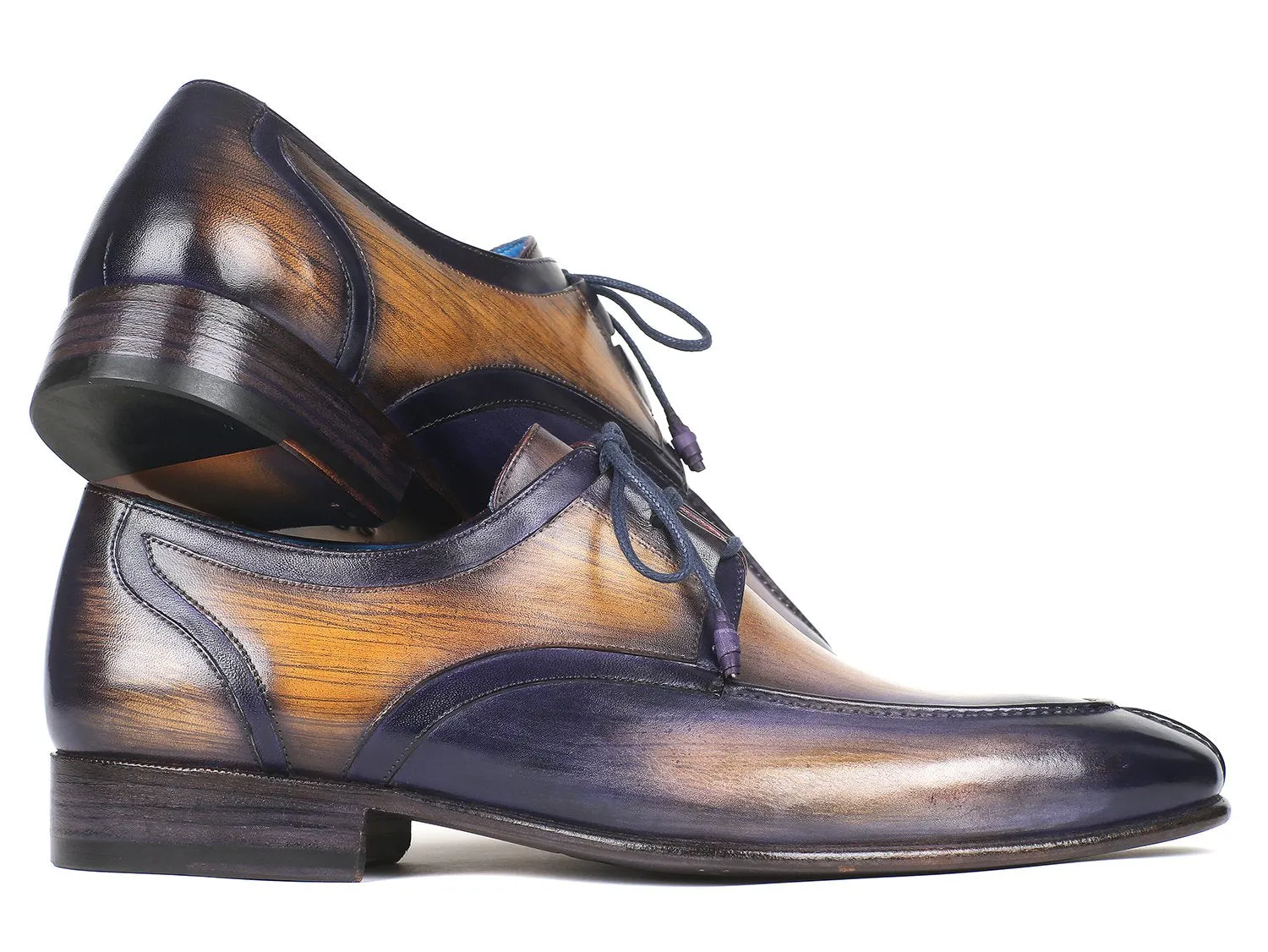 Shoes With A Dress Paul Parkman Ghillie Lacing Camel & Purple Dress Shoes - GU566PRP
