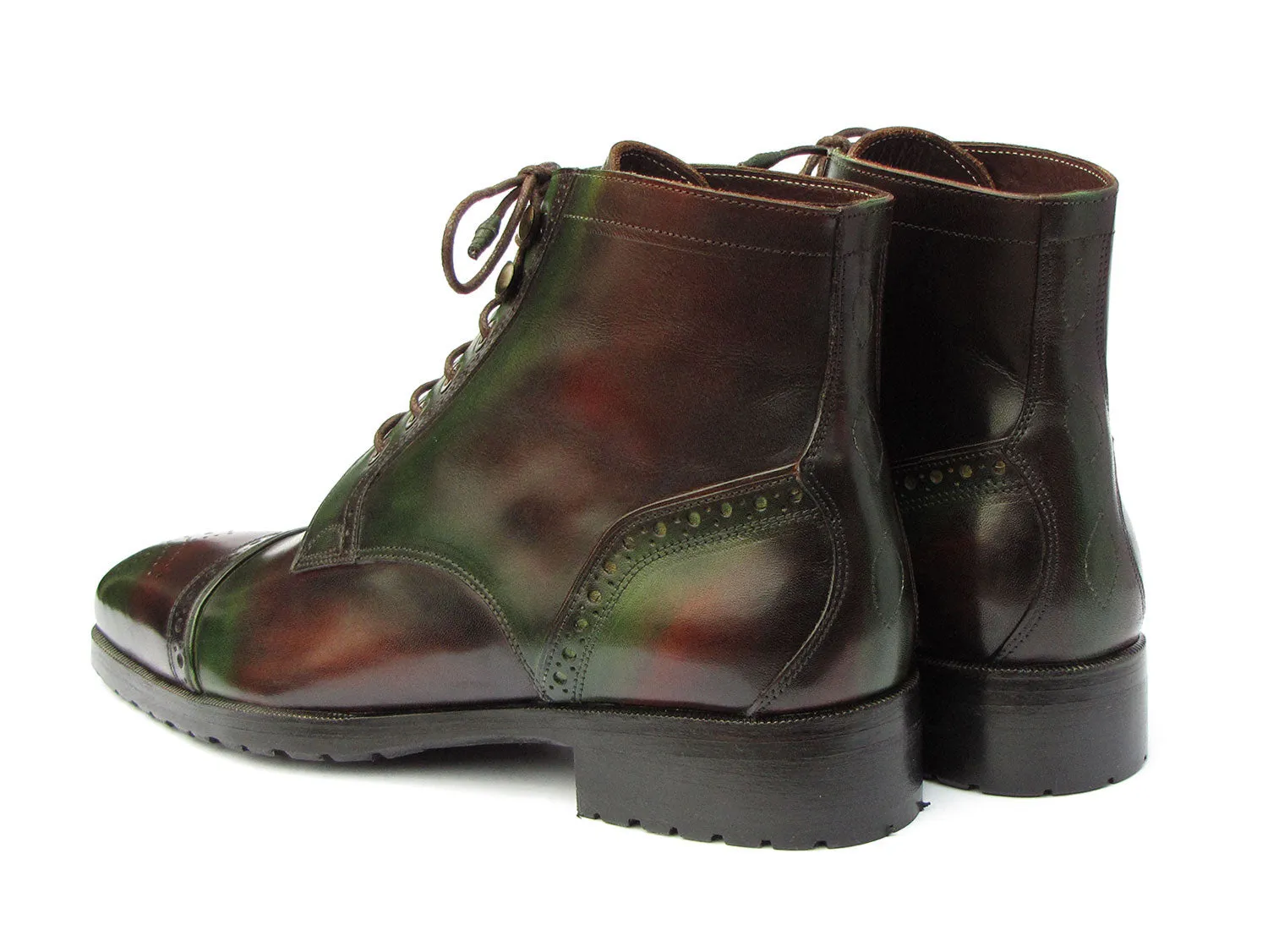 Cowbot Boots Paul Parkman Green & Brown Hand-Painted Cap Toe Boots BT9566-BRG