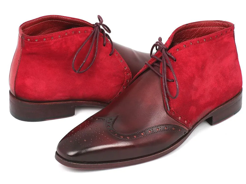Paul Parkman Men's Chukka Boots Bordeaux Suede & Leather (ID#CK51-BRD) Best Rated Hunting Boots