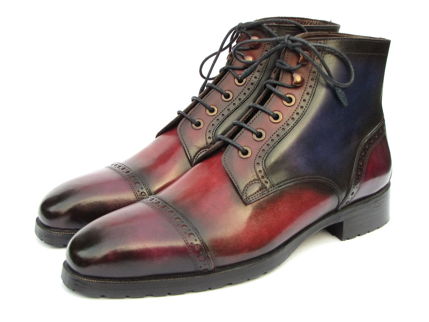 Paul Parkman Men's Multicolor Hand-Painted Cap Toe Boots (ID#BT9566-MLT) Wide Cowboy Boots
