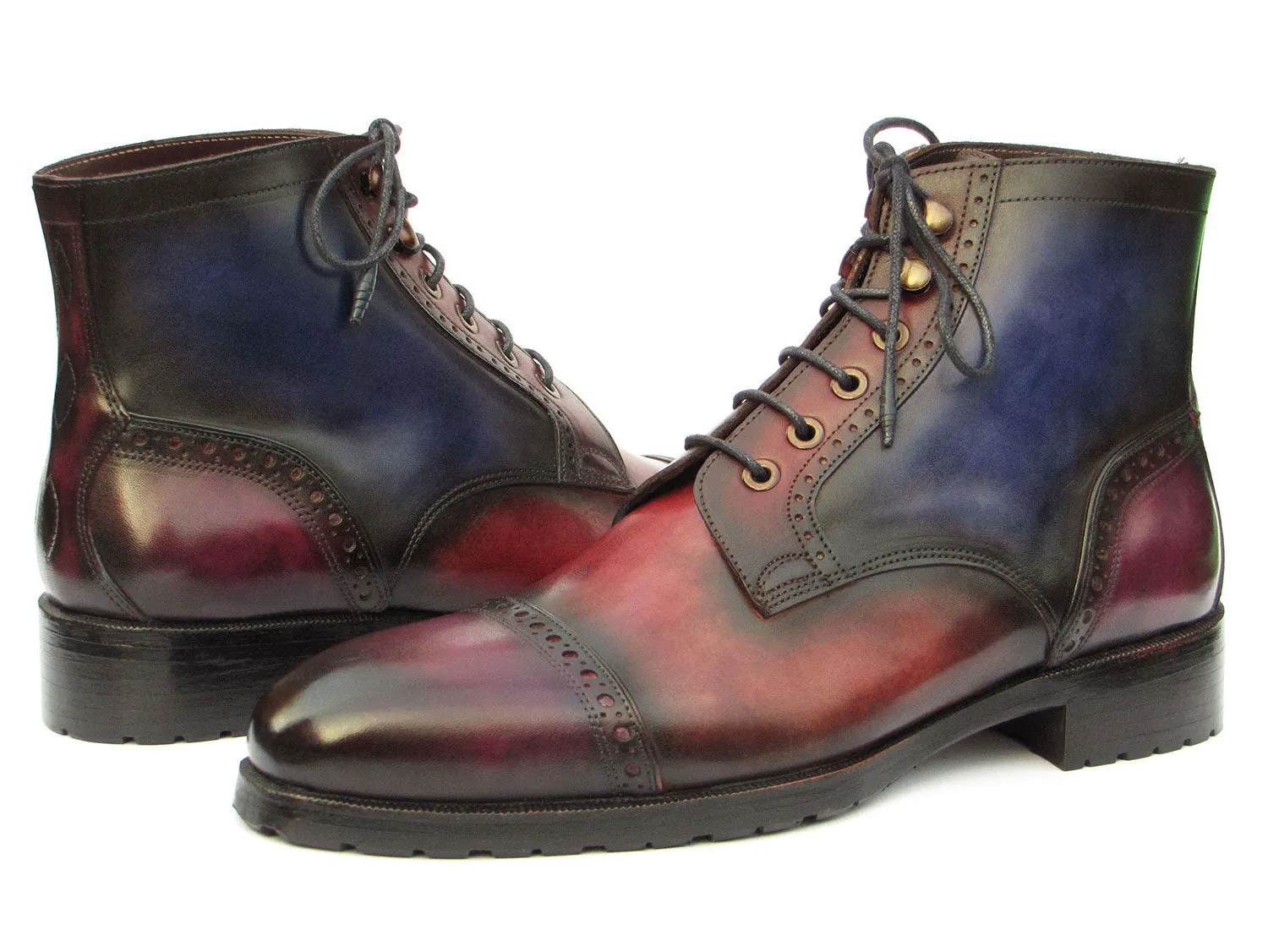 Primordial Boots Paul Parkman Men's Multicolor Hand-Painted Cap Toe Boots (ID#BT9566-MLT)