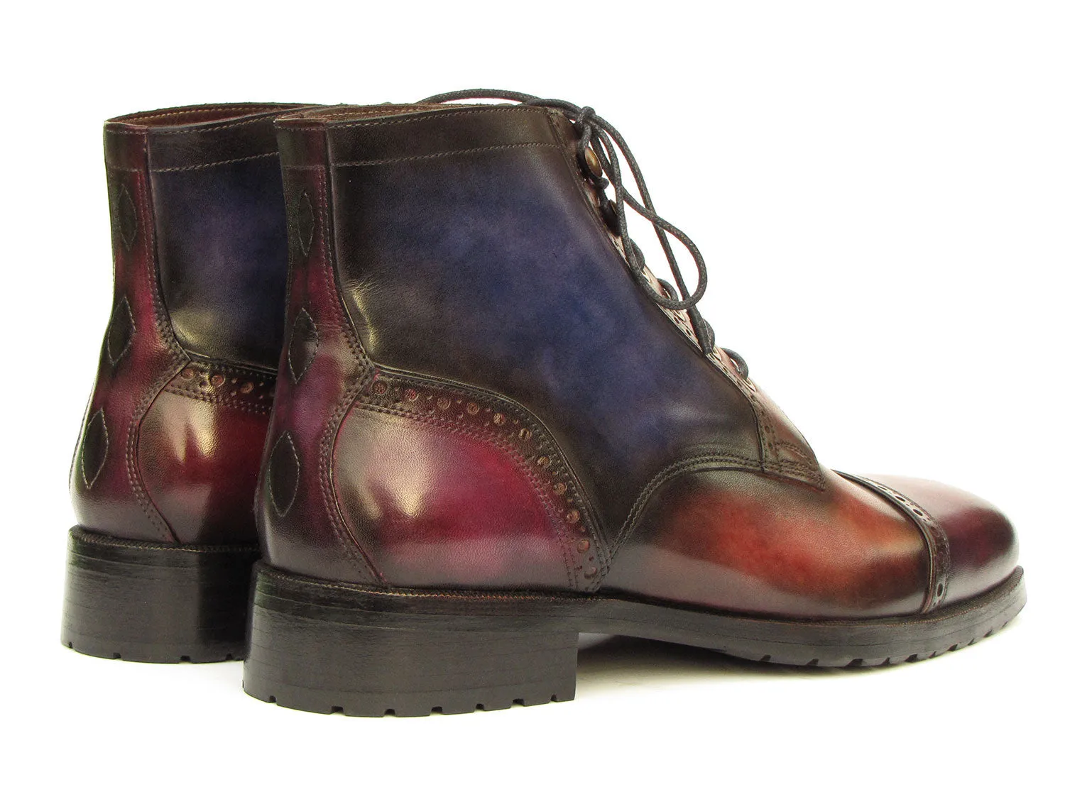 Paul Parkman Men's Multicolor Hand-Painted Cap Toe Boots (ID#BT9566-MLT) Square Cowboy Boots