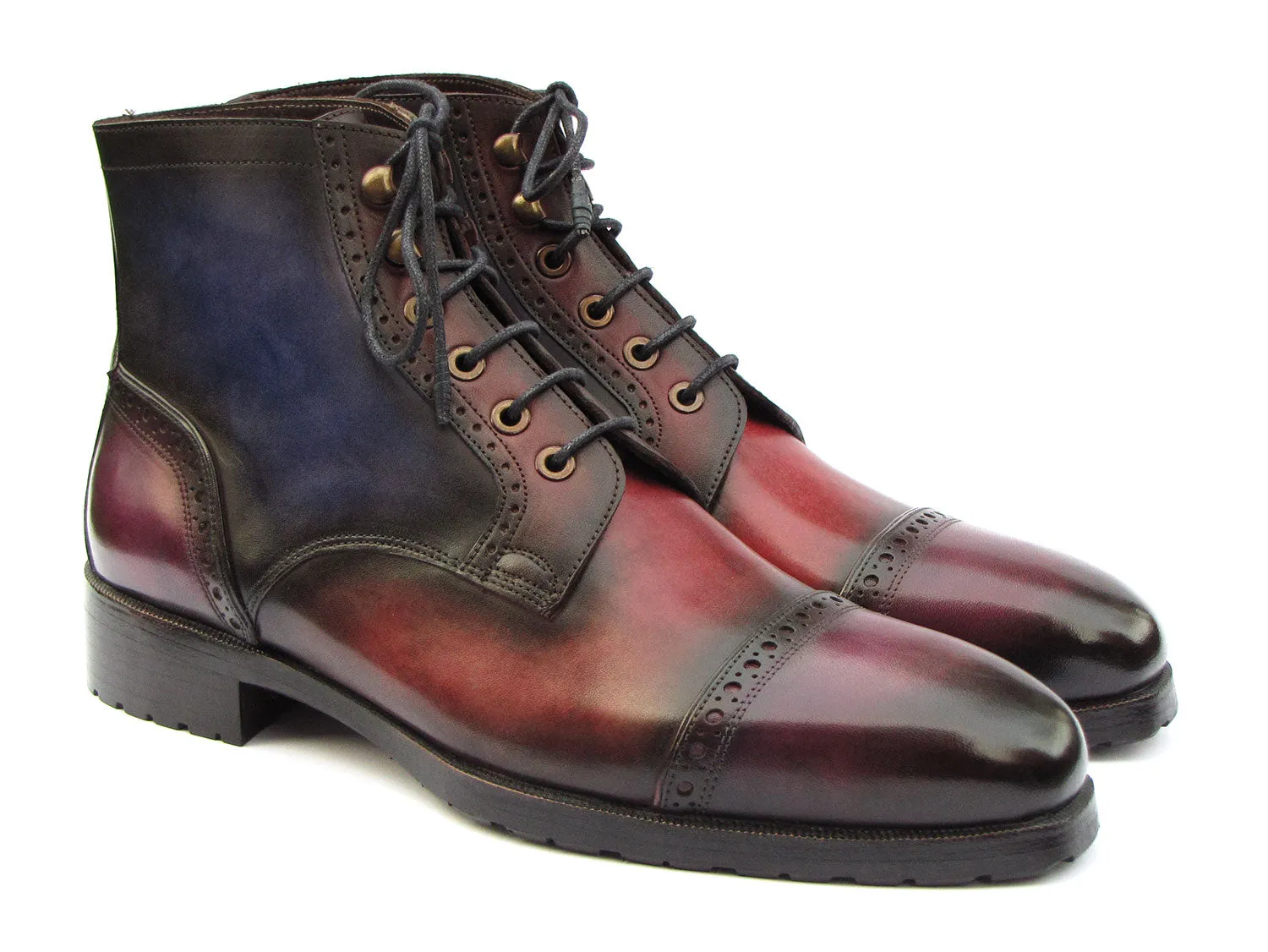 Paul Parkman Men's Multicolor Hand-Painted Cap Toe Boots (ID#BT9566-MLT) Casual Boots Fashion