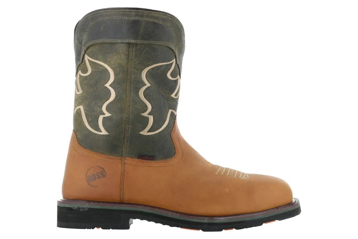 Hoss Showdown Composite Toe Western Boot Olive 6 Moc Toe Wedge Work Boots