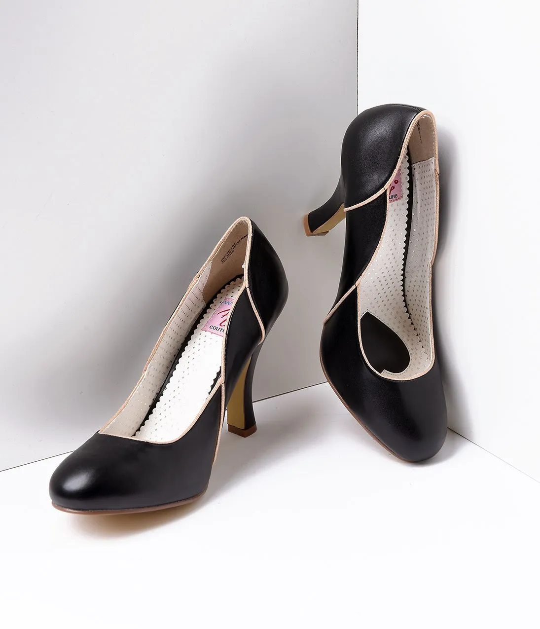 Black Leatherette Heel With Gold Accents Asics Wide Shoes