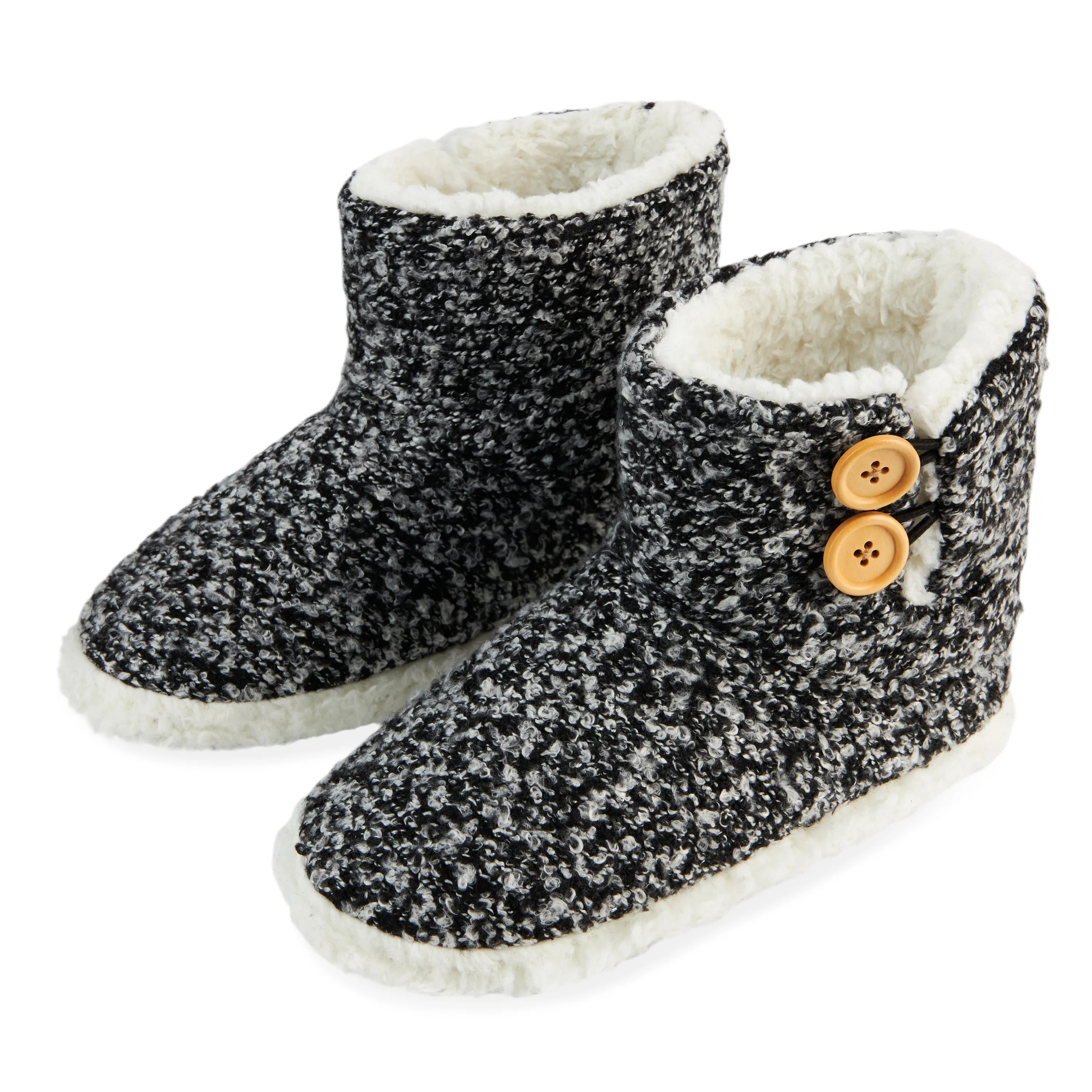 Dunlop Slippers for Women, Faux Sheepskin Fur Bootie Slippers Women Brown Buckle Boots