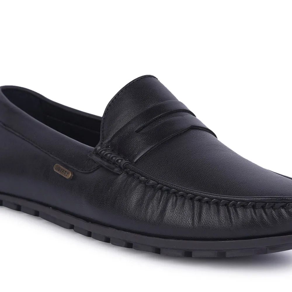 Loafers Bread Co Wexford Fortune Non-Lacing Black Casual Loafers For Men AVL-12 By Liberty