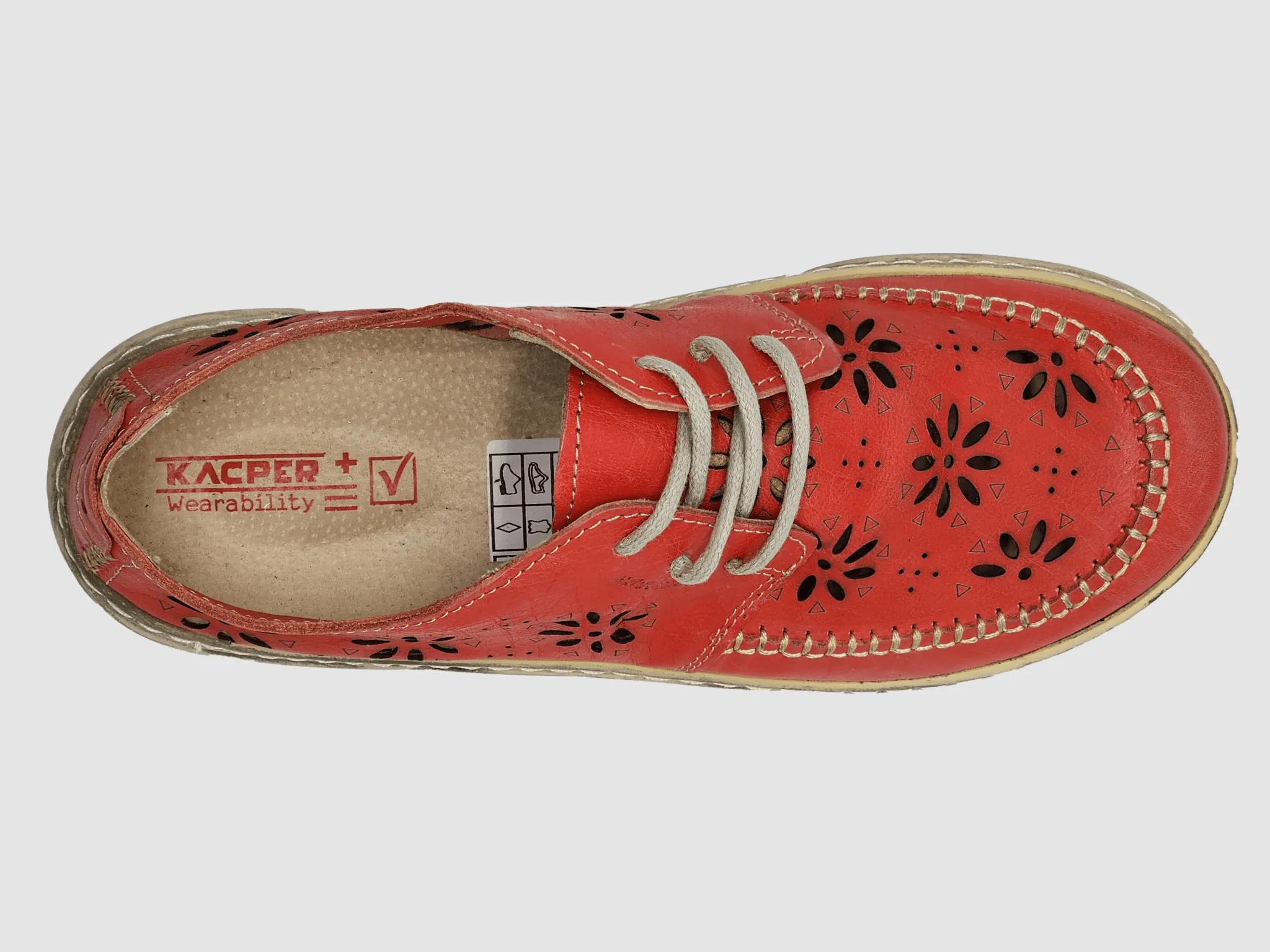 Women's Timeless Flower Low-Top Leather Shoes - Red Asics Sneaker Shoes