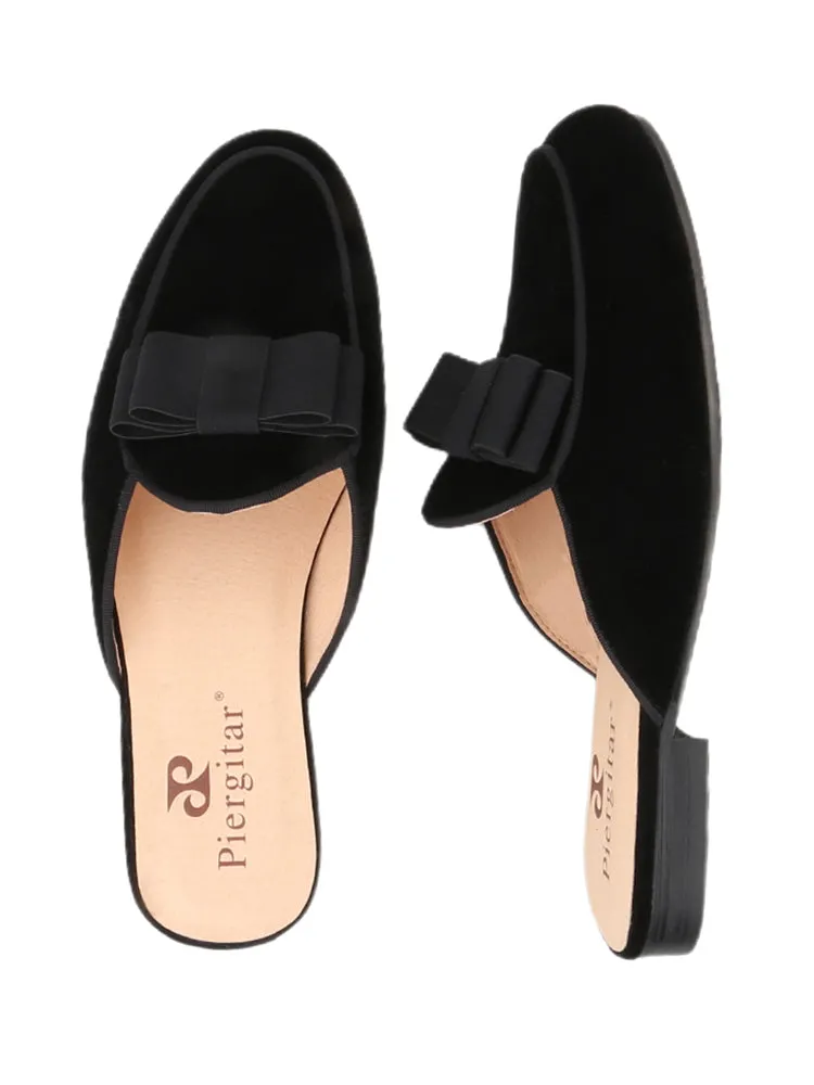 Summer new British style slip-on trendy men's slippers party banquet style handmade bow velvet mule shoes for men Pilates Slippers